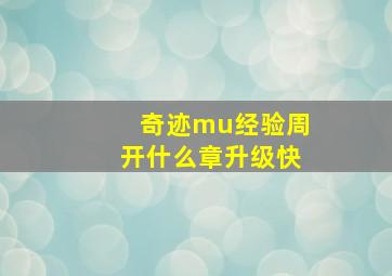 奇迹mu经验周开什么章升级快