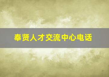 奉贤人才交流中心电话