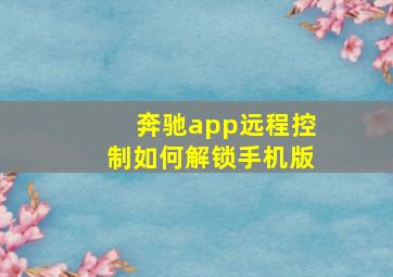 奔驰app远程控制如何解锁手机版