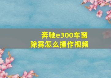 奔驰e300车窗除雾怎么操作视频