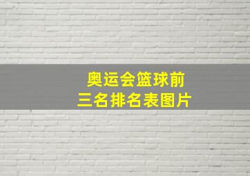 奥运会篮球前三名排名表图片