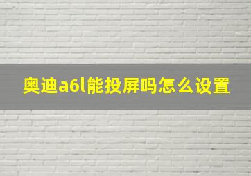 奥迪a6l能投屏吗怎么设置