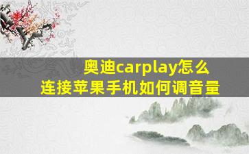 奥迪carplay怎么连接苹果手机如何调音量