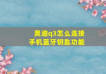 奥迪q3怎么连接手机蓝牙钥匙功能