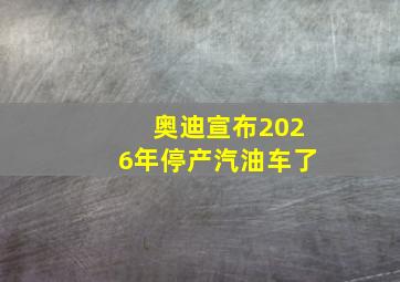 奥迪宣布2026年停产汽油车了