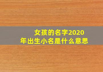 女孩的名字2020年出生小名是什么意思