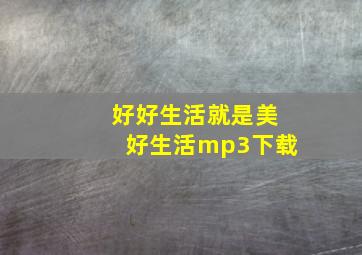 好好生活就是美好生活mp3下载