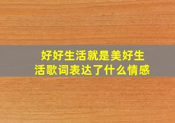 好好生活就是美好生活歌词表达了什么情感