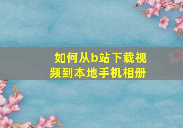 如何从b站下载视频到本地手机相册