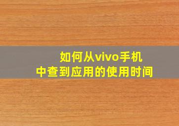 如何从vivo手机中查到应用的使用时间