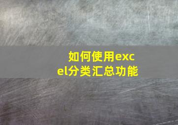 如何使用excel分类汇总功能