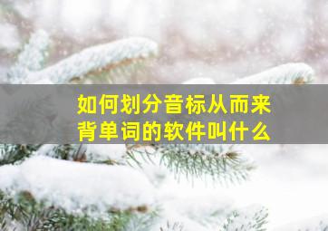 如何划分音标从而来背单词的软件叫什么