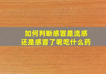 如何判断感冒是流感还是感冒了呢吃什么药