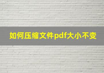 如何压缩文件pdf大小不变