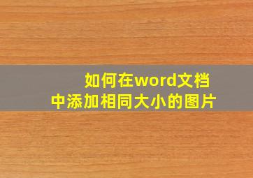 如何在word文档中添加相同大小的图片