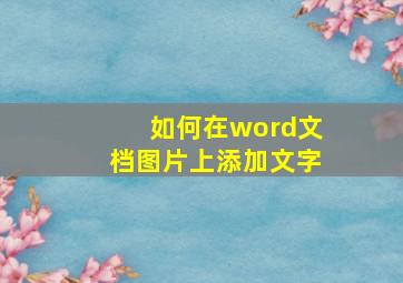 如何在word文档图片上添加文字