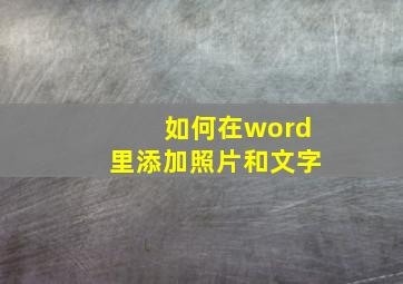 如何在word里添加照片和文字