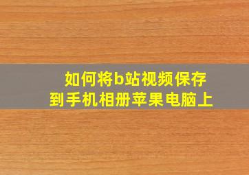 如何将b站视频保存到手机相册苹果电脑上