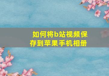 如何将b站视频保存到苹果手机相册