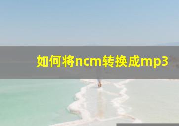 如何将ncm转换成mp3