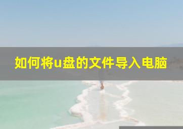 如何将u盘的文件导入电脑