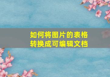 如何将图片的表格转换成可编辑文档