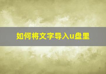 如何将文字导入u盘里