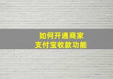 如何开通商家支付宝收款功能