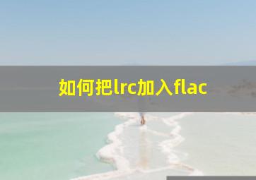 如何把lrc加入flac