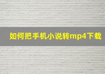 如何把手机小说转mp4下载