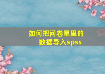 如何把问卷星里的数据导入spss