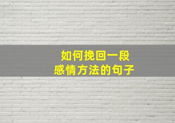 如何挽回一段感情方法的句子