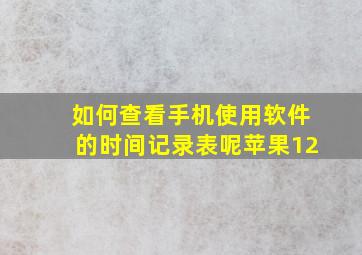 如何查看手机使用软件的时间记录表呢苹果12