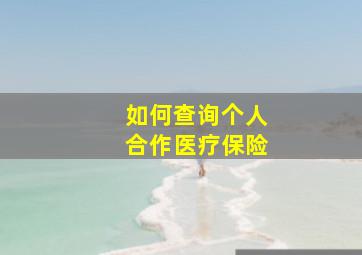 如何查询个人合作医疗保险