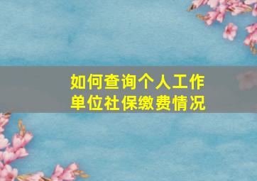 如何查询个人工作单位社保缴费情况