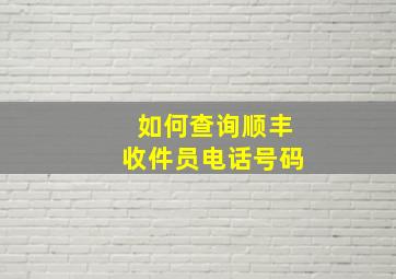 如何查询顺丰收件员电话号码