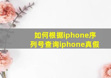 如何根据iphone序列号查询iphone真假