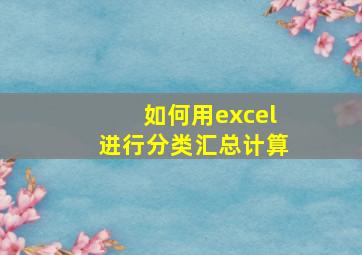 如何用excel进行分类汇总计算