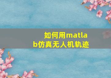 如何用matlab仿真无人机轨迹