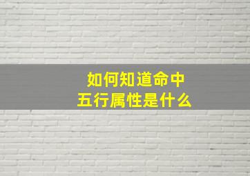 如何知道命中五行属性是什么