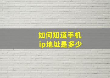 如何知道手机ip地址是多少