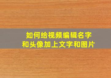 如何给视频编辑名字和头像加上文字和图片