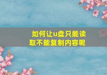 如何让u盘只能读取不能复制内容呢