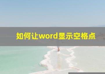 如何让word显示空格点