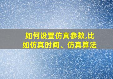 如何设置仿真参数,比如仿真时间、仿真算法