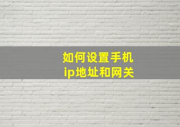 如何设置手机ip地址和网关