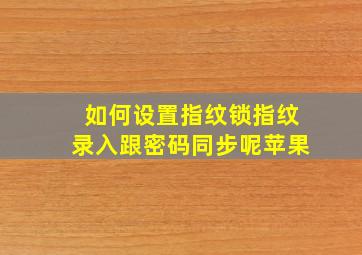 如何设置指纹锁指纹录入跟密码同步呢苹果