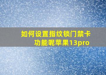 如何设置指纹锁门禁卡功能呢苹果13pro