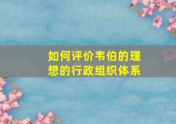 如何评价韦伯的理想的行政组织体系