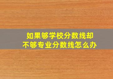 如果够学校分数线却不够专业分数线怎么办